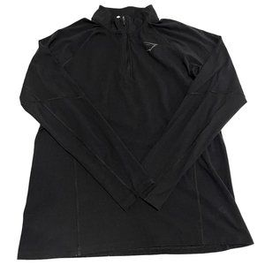 GYMSHARK 1/4 ZIP SIZE MEDIUM MENS BLACK PULLOVER SWEATER | H1